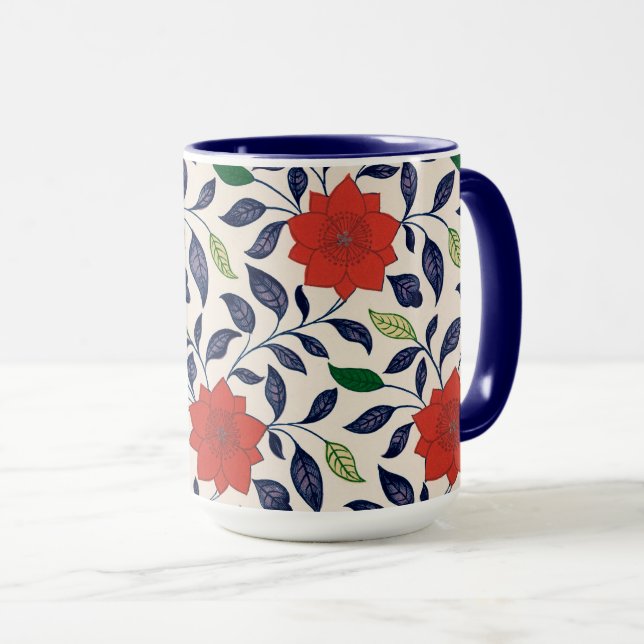 Rött blommönster mugg (Framsida höger)