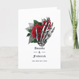 Rött blomster skelett gotiskt bröllop program