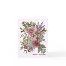 Rött blomsterbukett-kort/lyckönskningskort