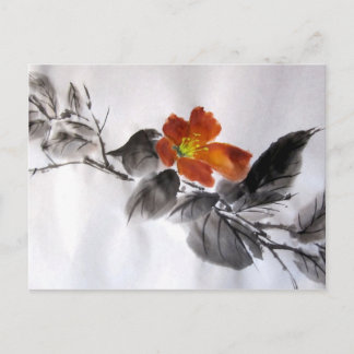 Rött blomsterkort vykort