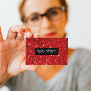 Rött Bokeh glitter & Sparklessvartbrytningar Visitkort