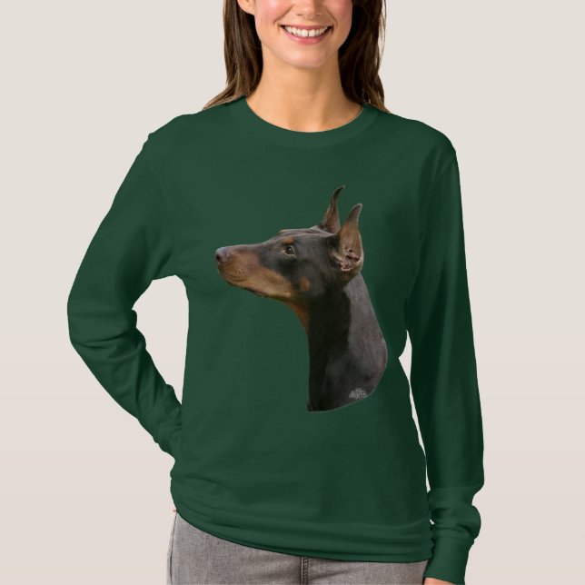 Rött/brunt DobermanPinscherhuvud Tee Shirt (Framsida)