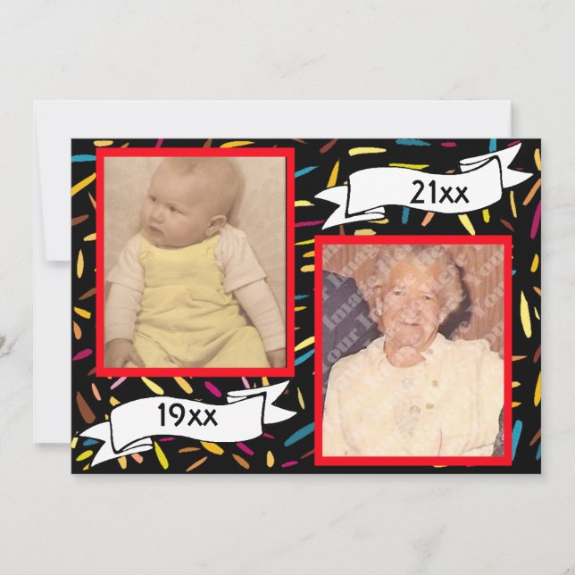 Rött bubbla firande för brev75:efödelsedagen inbjudningar (Framsida)