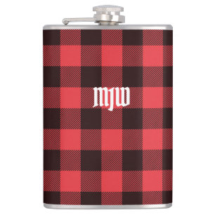 Rött Buffalo Plaid Monogram Fickplunta