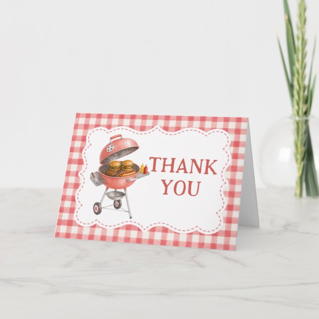Rött Burger BBQ Baby Shower Tacksamhetskort Tack Kort (Framsida)