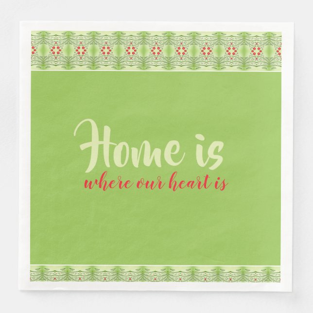 Rött centrerat mönster pappersservett (Framsida)