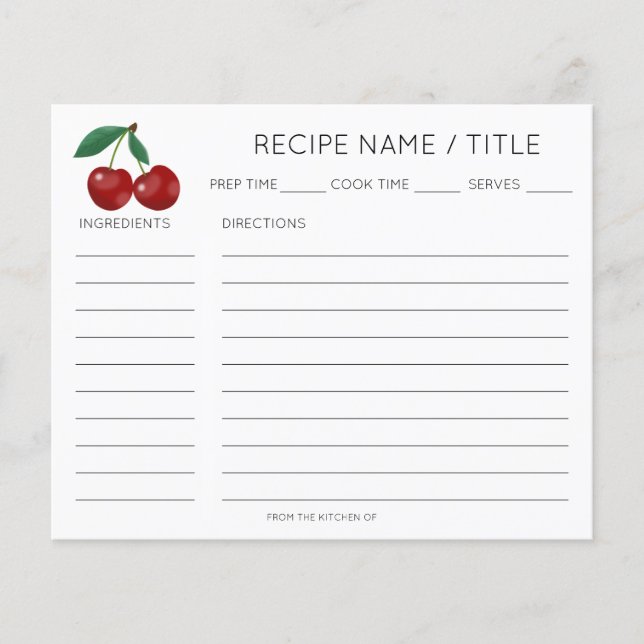Rött Cherry Modern Minimalist Rececification Card (Framsida)