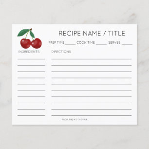 Rött Cherry Modern Minimalist Rececification Card