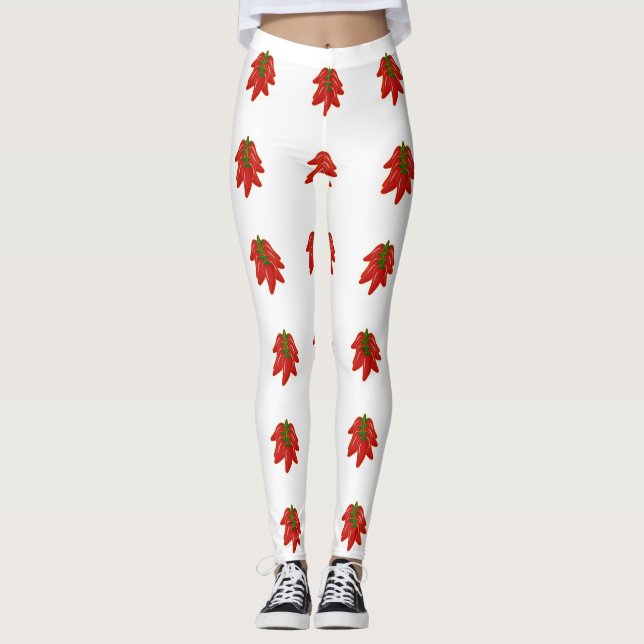 Rött Chilipepparmönster Leggings (Framsida)