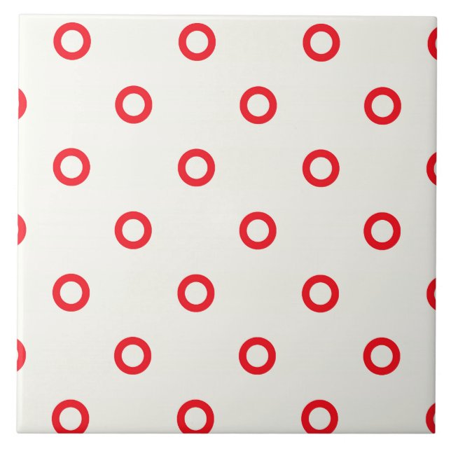 Rött cirkla pricker Retro design Kakelplatta (Framsidan)