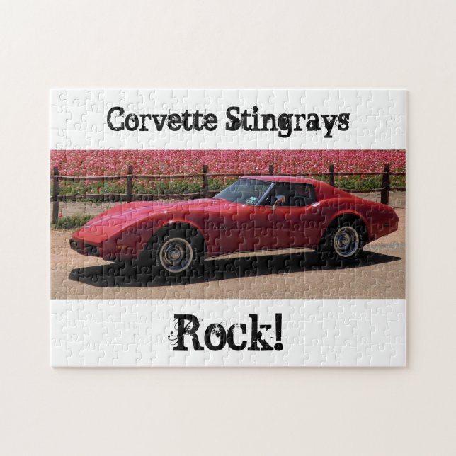 Rött Corvette L82 Stingraypussel 1975 Pussel (Horisontell)