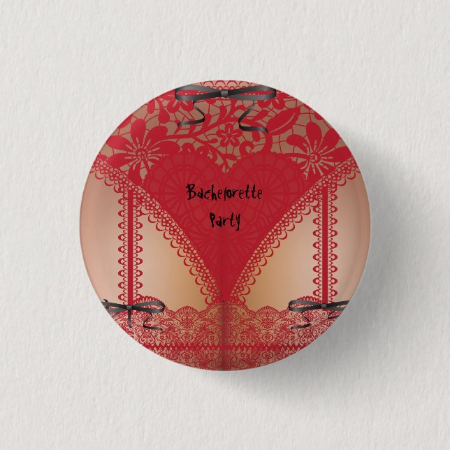 Rött damastast korsettdamunderkläderBachelorette Knapp (Framsida)