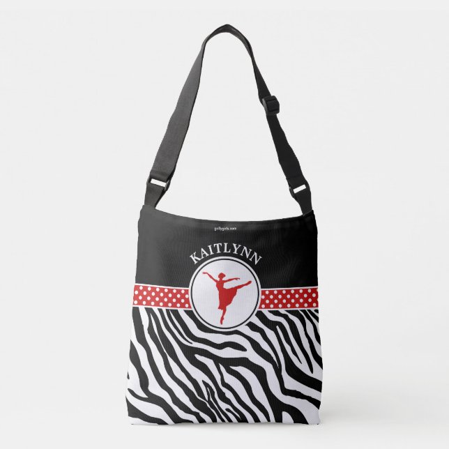 Rött din kända zebra tryckbalettdansör axelväska (Framsida)