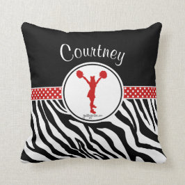 Rött din kända zebra tryckhejaklacksledare/Pom Kudde