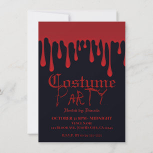 Rött droppande blod dropar Halloween kostymfest Inbjudningar
