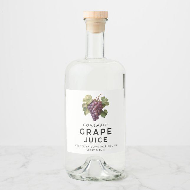 Rött druvjuice hemmagjord recept spritflaskor etikett (Framsida)