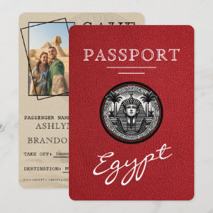 Rött Egyptiskt Pass Bröllop Spara Datum Datumet