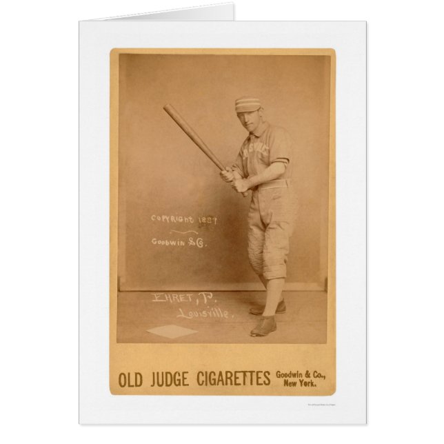 Rött Ehret baseballkort 1889 Hälsningskort (Framsidan)