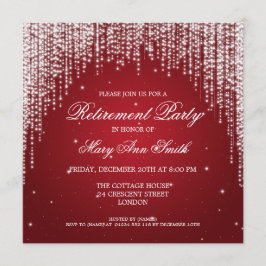 Rött elegantt glitter för pensionpartynatt inbjudningar