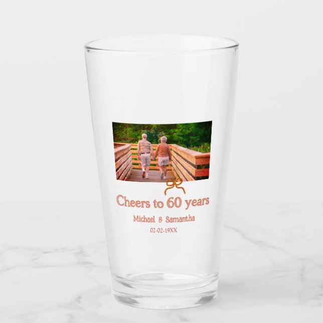 rött eller båge skål för 60 års bröllopsjubileum  glaskopp (Framsida)