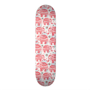 Rött etniskt elefantmönster old school skateboard bräda 18 cm