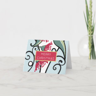 Rött eukalyptus Gum Nöt Blommönster Gift-kort Tack Kort