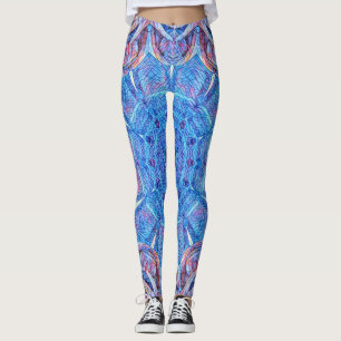 rött exponeringsglas som befläckas i blått & leggings