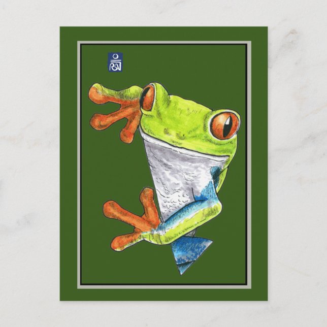 Rött eyed Träd Frog-vykort Vykort (Framsida)