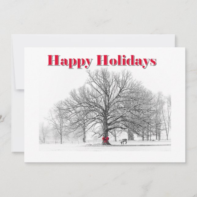 Rött fack för stor vinterscen (Helgdag) Julkort (Framsida)