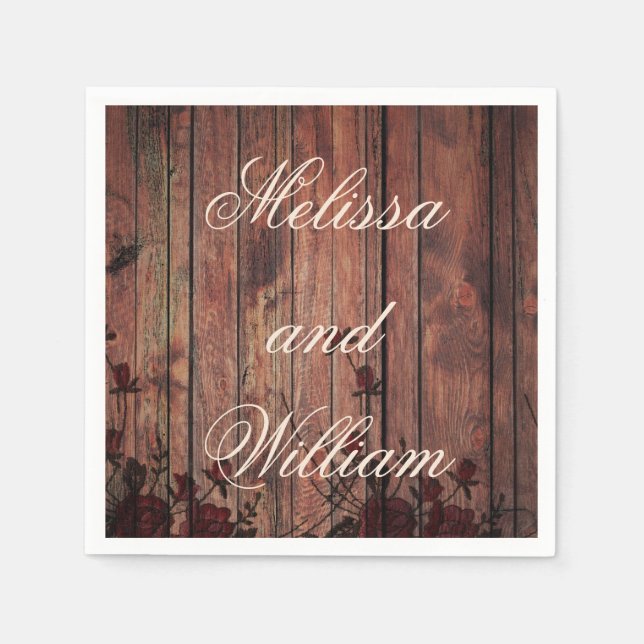 Rött Falskt Bröllopslace Pappersservett (Framsidan)