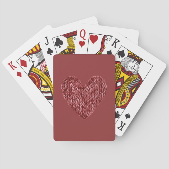 Rött falskt stickat hjärta casinokort (Baksidan)