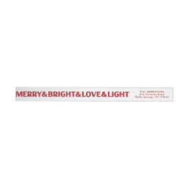 Rött färgat Merry & Bright Kärlek & Light Light Li Etikettband
