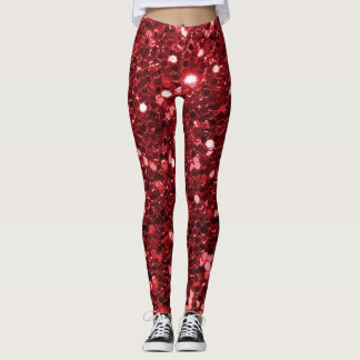 Rött Fauxglitter Leggings