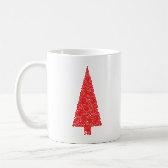 Rött festligt träd. Rött och vit. Christmas. Kaffemugg (Vänster)
