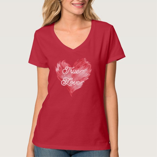 Rött Flamhjärta Kärlek T Shirt (Framsida)