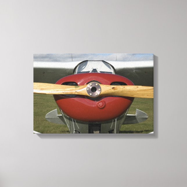 Rött flygplan och träpropeller canvastryck (Framsida)
