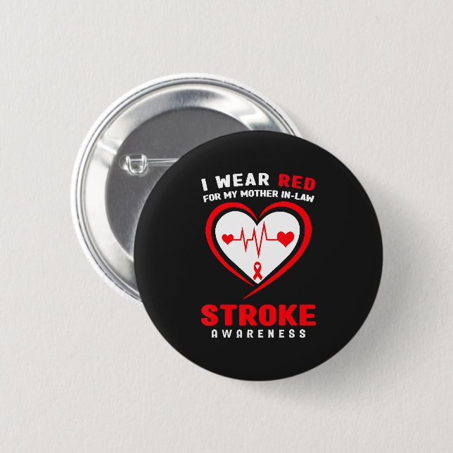 Rött för min svärmor stroke knapp (Framsida & baksida)