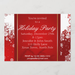 Rött för Snowflakehelgdag för vit guld- party för Inbjudningar