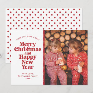 Rött foto för god jul & Gott nytt år Julkort