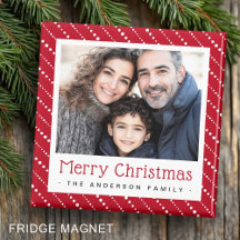 Rött foto på Cute-prickad rand god jul