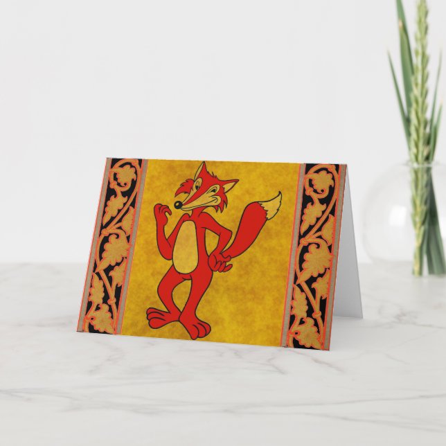 Rött fox-hälsningskort kort (Framsida)