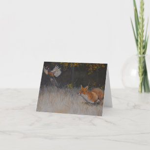 Rött fox- och blekfärgsteckenkort kort