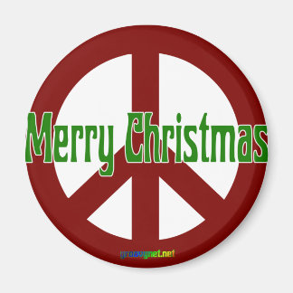 Rött Fredstecken med God jul Magnet
