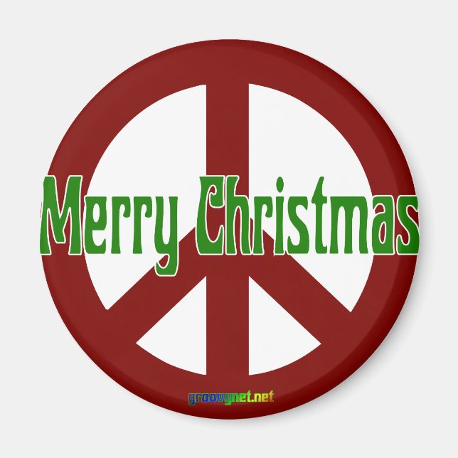 Rött Fredstecken med God jul Magnet (Framsidan)