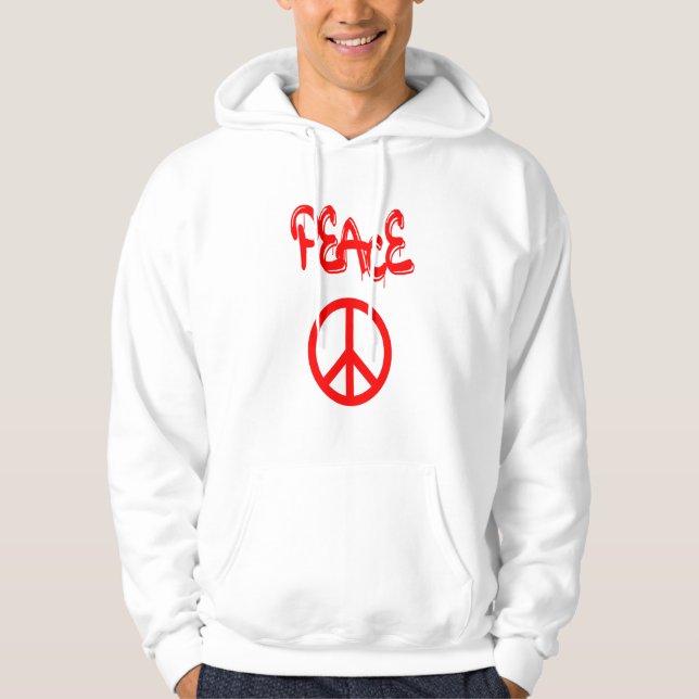 Rött Fredstecken med Peace Spout i Graffiti Hoodie (Framsida)