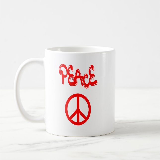 Rött Fredstecken med Peace Spout i Graffiti Kaffemugg (Vänster)
