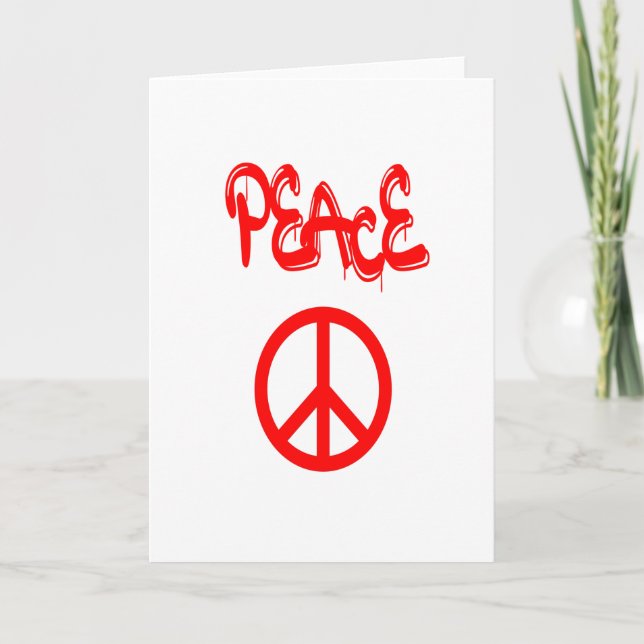 Rött Fredstecken med Peace Spout i Graffiti Kort (Framsida)