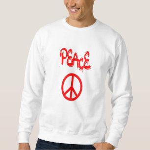 Rött Fredstecken med Peace Spout i Graffiti Lång Ärmad Tröja