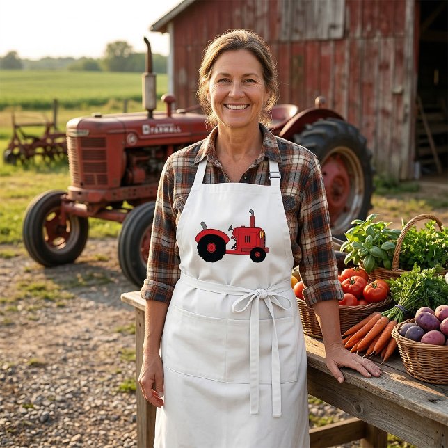 Rött gårdstraktorfordon förkläde (Skapare uppladdad)