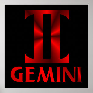 Rött Geminihoroskopsymbol Poster